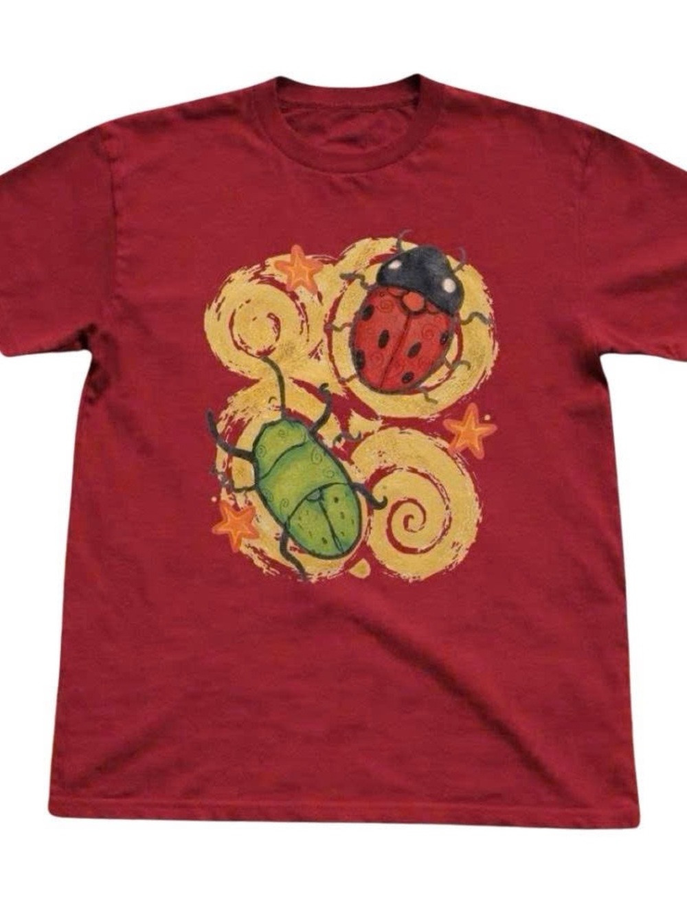Red Graphic Tee with Ladybug Print